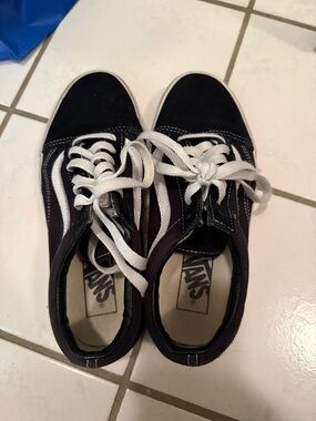Vans Black and White Canvas Low-Top Sneakers